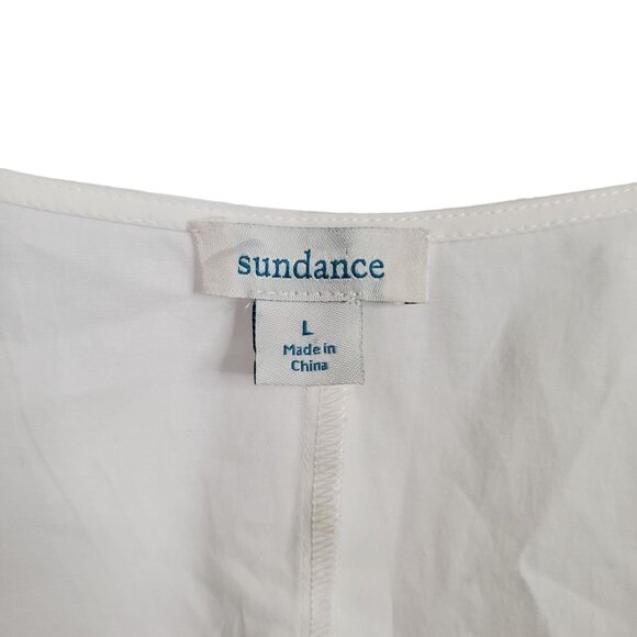 Sundance Size L Top Cotton Stretch Pullover Tie Front Pullover Blouse Summer - Picture 4 of 7